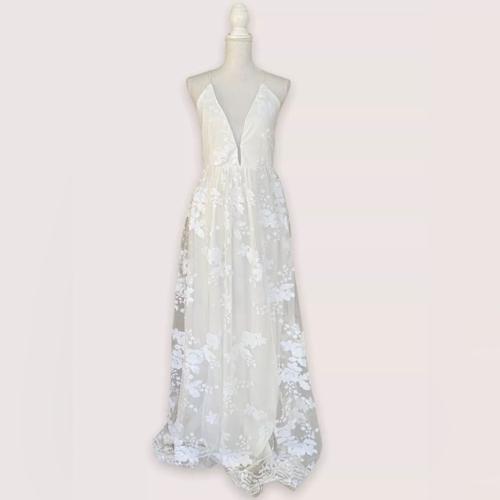 Southern Fried Cotton Ivory Floral Lace Maxi Dress